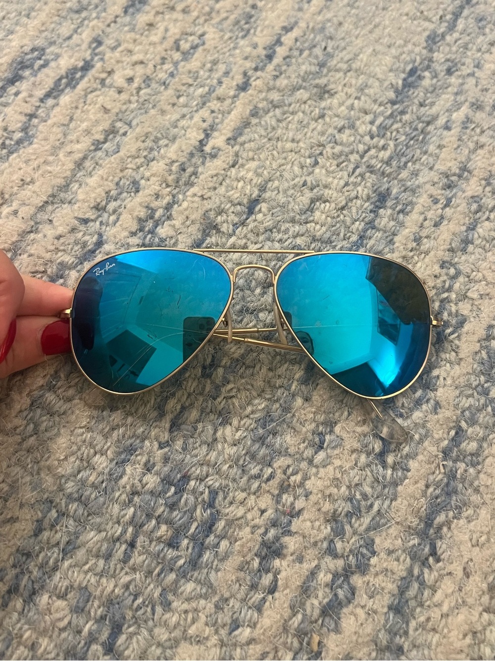 RayBan Aviator Sunglasses Blue Lenses